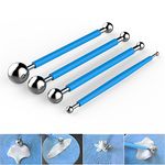 SYGA DIY Cake Tools, AmyTalk 4Pcs Metal Ball Baking Fondant Cake Tools Stainless Steel 8 Head Pen for Sugar Flower