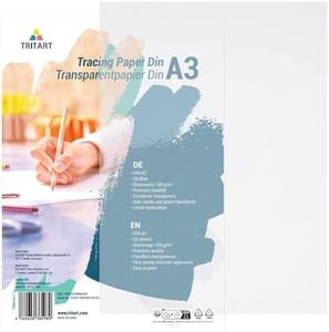 Tritart Papier calque A4 à Imprimer - 300 Feuilles - 100g / m2 I Papier Transparent pour Dessiner/Tracer/bricoler/travaux manuels/Carte d'invitation/Couture/imprimage/devoirs Scolaire