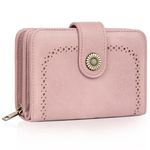 TEUEN Purses for Women Leather, Medium Wallet RFID Blocking Bifold Compact Womens Wallet with Wrist Strap and Zipper Coin Pocket Girls Purse with Multiple Card Slots, Gift Box