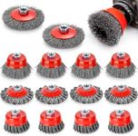 14 pcs Wire Wheel for 4 1/2 Angle Grinder, Coarse Crimped Wire Wheel Brush Wire Cup Brush with Threaded Arbor, Angle Grinder Wire Wheel for Rust, Corrosion, Paint Removal