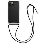 kwmobile Crossbody Case Compatible with Apple iPhone 12 Pro Max Case - Clear TPU Phone Cover w/Lanyard Cord Strap - Black/Transparent