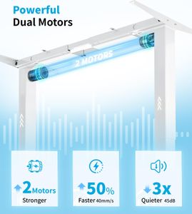 MAIDeSITe Electric Standing Desk Frame – Dual Motor, Height Adjustable, White