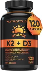 Vitamin K2 + D3 Highest Potency 120MCG/1000 IU - 120 Capsules - Helps Maintain Bone & Teeth Health - Formulated With MK-7 For Best Results - Immune System Support - Made In Canada