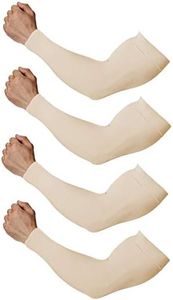 Arm Sleeves for Men and Women, Sleeves to Cover Arms for Men and Women, Gaming Sleeve, UV Protection Cooling Arm Sleeves, 4-Pairs Anti-Slip Compression Sun Sleeves for Cycling Outdoor Sports Beige, Light Beige-4 Pairs, Large