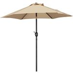 costoffs 2.3m Patio Umbrella Garden Parasol Market Table Umbrella with Tilt & Crank & Push Button Designed for Beach/Backyard/Outdoor Activities, Tan