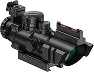 Feyachi Rifle Scope 4x32 Red-Green-Blue Triple Illuminated Rapid Range Reticle Scope with Top Fiber Optic Sight