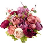 FiveSeasonStuff 2 Bouquet of Peony Silk Artificial Flowers and Hydrangeas/Perfect for Wedding, Bridal, Party, Home, Office Décor (Cheerful Medley (2 Bouquets))