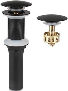 Bathroom Lavatory Vanity Detachable Basket Vessel Sink Drain, Pop Up Drain Stopper Without Overflow, Black