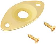 Holmer Guitar Jack Socket Plate Curved Recessed Oval Football Style Output Jack Plate Compatible with Les Paul Ibanez Jackson Guitar or Bass Parts with Screws Gold.(HJ 002-GD)