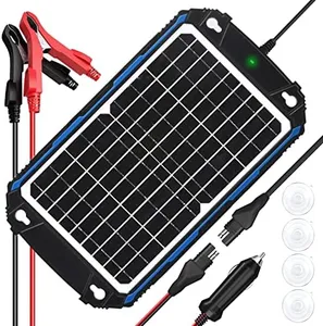 SUNER POWER Waterproof 12W 12V Solar Battery Charger & Maintainer Pro, Built-in UltraSmart MPPT Charge Controller, 12 Volt Solar Panel Trickle Charging Kits for Car Automotive Boat Marine RV Trailer