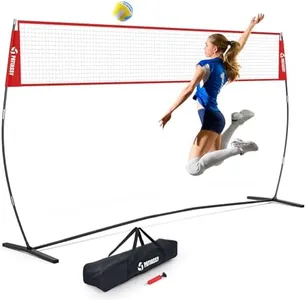 Patiassy 14ft Freestanding Volleyball Practice Net for Indoor or Outdoor Use, Height Adjustable Portable Volleyball Training Set for Backyard Driveway
