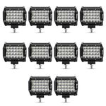 Safego 4 Inches LED Pods Light Bar 10 PCS 72W 6000LM Spot Beam Driving Fog Off Road Lights Quad Row Waterproof LED Cubes Lights for Trunk ATV UTV SUV Boat 12V/24V, 1 Year Warranty