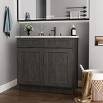 Hausvita 30'' Bathroom Vanity Cabinet, Morden Bathroom Storage Cabinet with 2 False Drawers and 2 Soft-Close Doors, Large Capacity Single Sink for Bathroom, Laundry & Kitchen, Shaker Charcoal