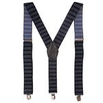 PELUCHE Immaculant Black Coloured 3.5cm Strap Width Elastic Suspenders for Men