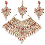 I Jewels Traditional Gold Plated Kundan Bridal Dulhan Jewellery Set for Women (IJ021) (Pink)
