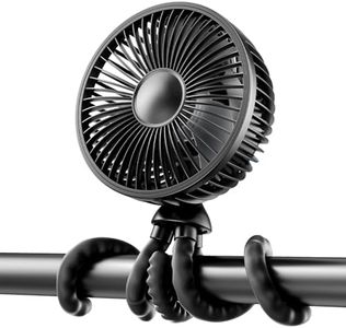 GAIATOP Baby Stroller Fan, 4000mAh Oscillating Mini Portable Fan with Lights, 4 Speeds Battery Operated 360° Rotate Flexible Tripod Small Clip On Fan Handheld Desk Fan for Car Seat Crib Travel Black