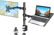 ELIVED Monitor Arm with Laptop Tray for Most 13 to 27 Inch LCD LED Screen & up to 17 Inch Notebook, Height Adjustable Monitor and Laptop Stand with VESA 75/100mm, 2 Mounting Options EV024