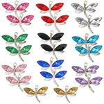 QXUJI 20PCS Dragonfly Charms for Jewelry Making, Diamond Metal Enamel Pendant Charms, for Necklace Bracelet Earring DIY Jewelry Making Accessories, 10 Colors