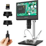 Andonstar AD249-M 10.1 Inch Digital Microscope, 3 Lens Soldering Microscope, Electronic Microscope, 1080P FHD Video Record, 500x, Coin Microscope, Biological Microscope Kit with 32G Card