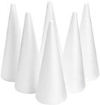 Bright Creations 6 Pack Foam Cones for Crafts, DIY Art Projects, Handmade Gnomes, Trees, Holiday Decorations (3.8 x 9.5 in) - Craft Cones - Foam Tree Cones