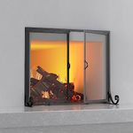 Fire Beauty Fireplace Screen with Hinged Doors, Powder Coated Steel Frame, Metal Mesh, Handcrafted Solid Steel,Decorative Design