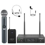 Phenyx Pro Phenyx Pro UHF Wireless Microphone System, Cordless Handheld/Bodypack/Lapel/Headset Mic Set, Multichannel,Professional Long Distance Performance, Ideal for Presentation, PA, Church (PTU-71-