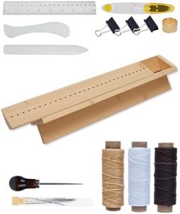 eZAKKA Book Binding Kits with Waxed Thread, Needle,Binder Paper Clips, Awl and Cradle for DIY Bookbinding Crafts and Sewing Supplies, 1+14PCS
