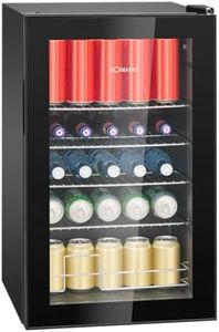Bomann® Getränkekühlschrank 4 Ablagen | extra leise | Kühlschrank mit Glastür | stufenlose Temperaturregelung | Flaschenkühlschrank 63L | Mini Kühlschrank Glastür | Kühlschrank Getränke | KSG 7287