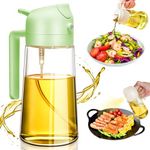 Oil Dispenser for Kitchen Spray: 2 in 1 Glass Oil Sprayer & Dispenser, 16.5oz Food Grade Spray Bottle for Kitchen Cooking, Oil Dispenser for BBQ Salad Baking Steak Air Fryer Grilling Roasting (Green)