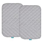 Biloban Waterproof Bassinet Mattress Pad Cover(35"x21"), 2 Pack, Ultra Soft Bamboo Surface, Quilted Bassinet Mattress Protector Fit for TCBunny 2-in-1/Fodoss/Besrey Baby Bedside Sleeper, Gray