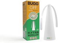 BUGGOFF White Fly & Flying Insect Repellent Fan with Twin Blades, Table top & Hangable, Battery Powered, USB C Chargable with Cable Included. Safe Blades with Auto Stop. (4 Pack)
