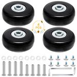 4 PCS 50x18mm Luggage Suitcase Replacement Wheels, Rubber Luggage Wheel Repair Kit Heavy Duty Suitcase Wheels Replacement with Screws for Luggage Suitcase (Black)