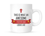 This Is What An Awesome Foster Dad Looks Like - Tea/Coffee Mug/Cup - Red Ribbon Design - Great Gift Idea