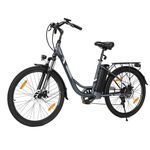 Touroll Electric Bike, B1 26'' Electric Bicycle for Adults with Shimano 7 Speed, 36V 15.6Ah Removable Battery, City Urben E-Bike, Adjustable Seat Height