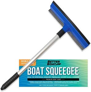 Window Squeegee with Long Handle and Scrubber, for Car, Boat, RV Windows, Windshields, and Shower Glass Doors, Cleaning Tool with Large Sponge