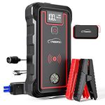 YABER Jump Starter Power Pack 4000A, Car Battery Booster Jump Starter for All Gas/8.0L Diesel,Car Jump Starter with 10W Wireless Charger,LED Flashlight,USB-C Port,Digital Screen,Compass,Safety Hammer