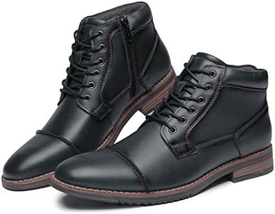 Arkbird Mens Oxford Leather Dress Boots Classic Cap Toe Side Zip Mid Top Casual Ankle Boots for Men