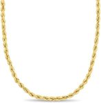 Abbie+Cleo 10K Real Gold Rope Chain Necklace for Men and Women - Cadena de Oro para Hombres y Mujeres - (10k - 3mm - 18 Inch)