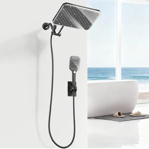 Elegant Diamond 12.2" Rain Shower Head with Handheld Spray Combo, High Pressure Rainfall Shower Head, Height Adjustable Dual Shower Head, Luxury Waterfall Showerhead Bathroom, Mirror Shower