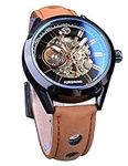 FORSINING 3D Blue Hardlex Glass Mens Transparent Sport Casual Mechanical Automatic Wrist Watch Top Brand Luxury