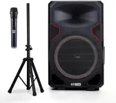 Altec Lansing Portable Speaker SOUNDROVER PRO 650, 650W Peak Power, Bi-Amplified, LED Lighting, Wireless Mic Included, Aux Input, Wall Powered Perfect for Parties, DJ and Karaoke