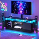 YITAHOME TV Stand with Mount for Living Room, Modern TV Stands for 75/65/60 inch TVs with Power Outlets, LED Entertainment Center with Storage,TV Console Media Cabinet, Black