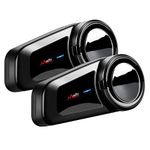 QSPORTPEAK Motorbike Helmet Bluetooth Headset Communication Systems Kit, 2pcs M2 1000M 6 Riders Helmet Bluetooth Intercom with Noise Cancellation, BT5.0/FM Radio/Siri/Universal pairing/Waterproof