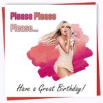 Printperfect "Sabrina Carpenter" Birthday Cards for Girls, Boys, Teenagers, Women, Men For Her or Him – “Please Please Please” Bday Card - Daughter, Son, Sister, Brother, Teen, Adult