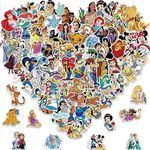 100PCS Cartoon Character Stickers Kids Disney Stickers Pack Cartoon Princess Stickers Cute Stickers for Kids Teens Adults Waterproof Vinyl Cartoon Stickers for Water Bottles Laptop Luggage (CP)