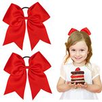 Whaline 8 Inch Large Hair Bows with Band,Cheer Bows Red Jumbo Cheerleading Bow with Holder Christmas Bow Band Hair Accessories for School Girl Toddlers Women Outfit Uniform, 2 Pack