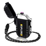 Electric Lighter Rechargeable USB, Electronic Plasma Arc Lighter Windproof and Waterproof for Camping, Hiking, Outdoor, Survival, Tactical, EDC Gear, Birthday Gifts for Him Men