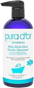 PURA D'OR Kids Wash (16oz) All-in-One Gentle Cleanser - USDA Biobased, Sulfate-Free, Tear-Less, Hypoallergenic, Premium, Shampoo & Bubble Bath