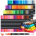 Eglyenlky Colored Markers for Adult Coloring Books, Dual Tip Brush Pens with 100 Watercolor Fine Tip Markers and Brush pens for Kids Drawing Calligraphy