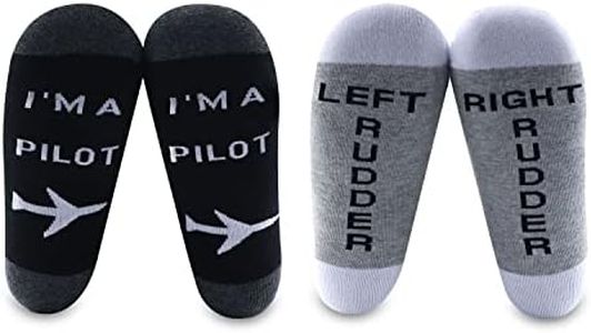 MBMSO Pilot Gifts 2 Pairs Pilot Socks Aviation Gifts Left Rudder Right Rudder Socks Aviation Themed Socks Gifts(2 Pairs Pilot Socks)